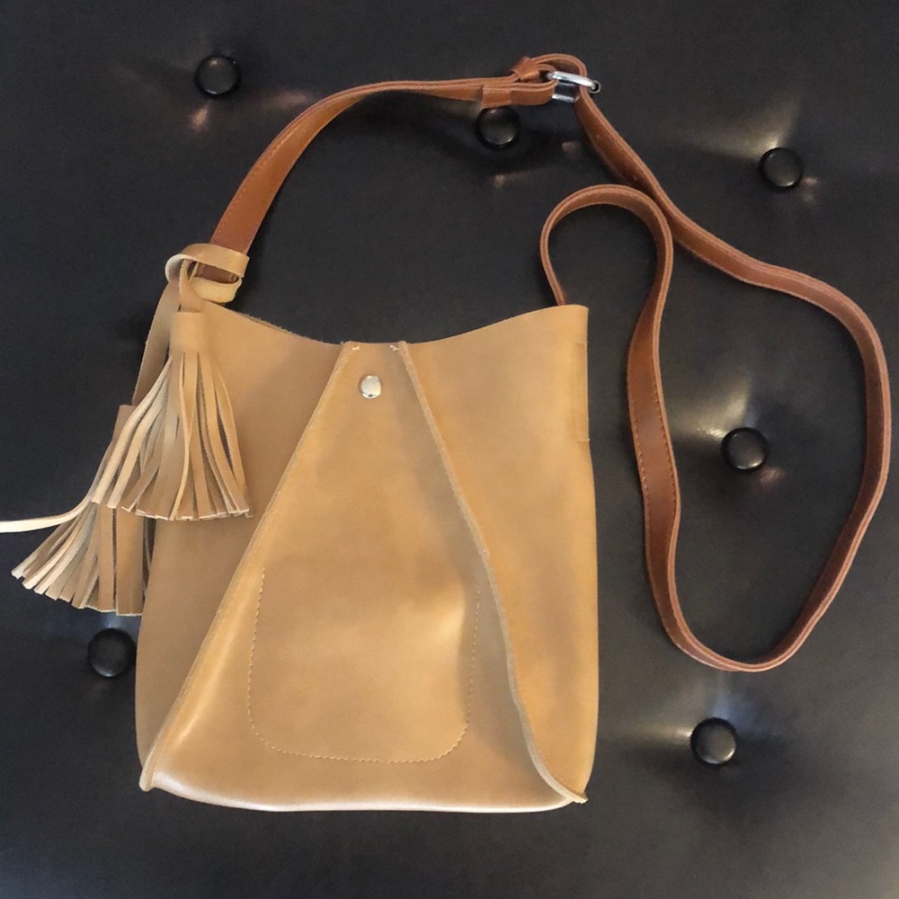 BEIGE BOHO CROSSBODY BAG PURSE